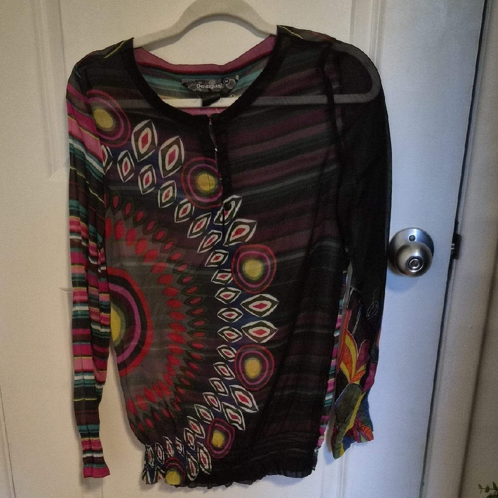 Desigual Multicolor Mandala Long Sleeve Blouse